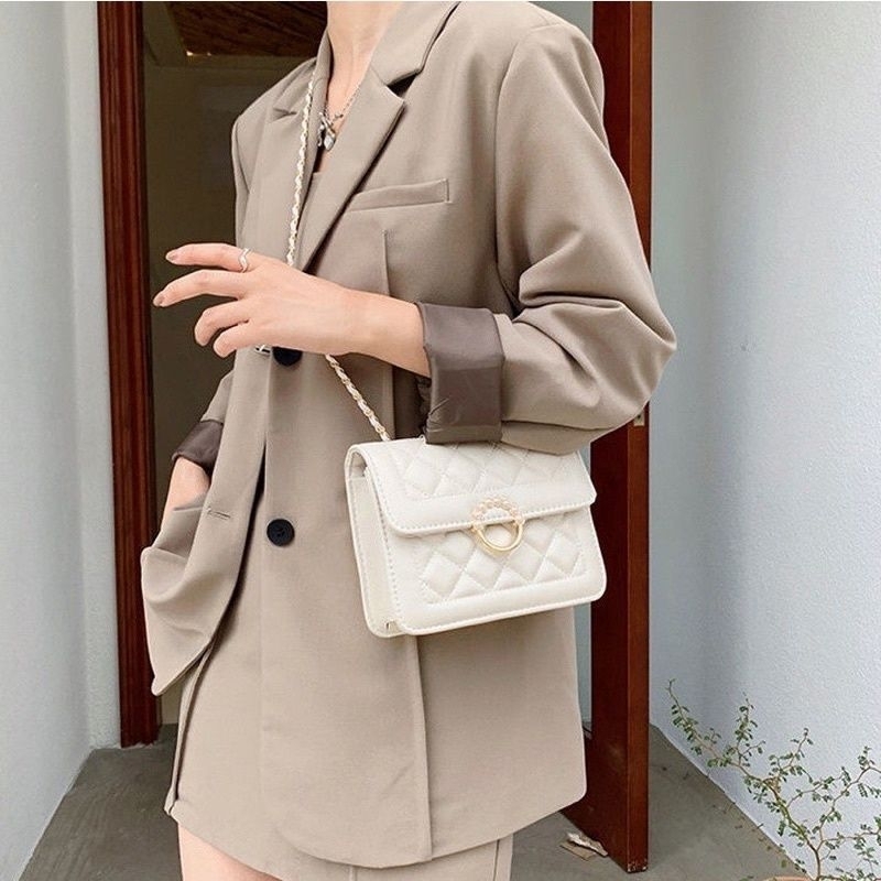 Túi xách nữ đeo vai túi đẹp phong cách giá rẻ khóa ngọc tròn mã D1023