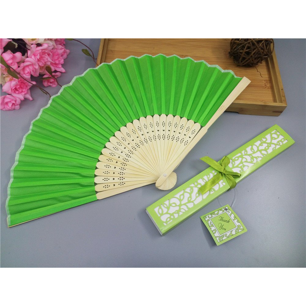 (m35 kèm hộp đựng) Quạt xếp cổ trang vải màu trơn xinh xắn cosplay phong cách Trung Hoa