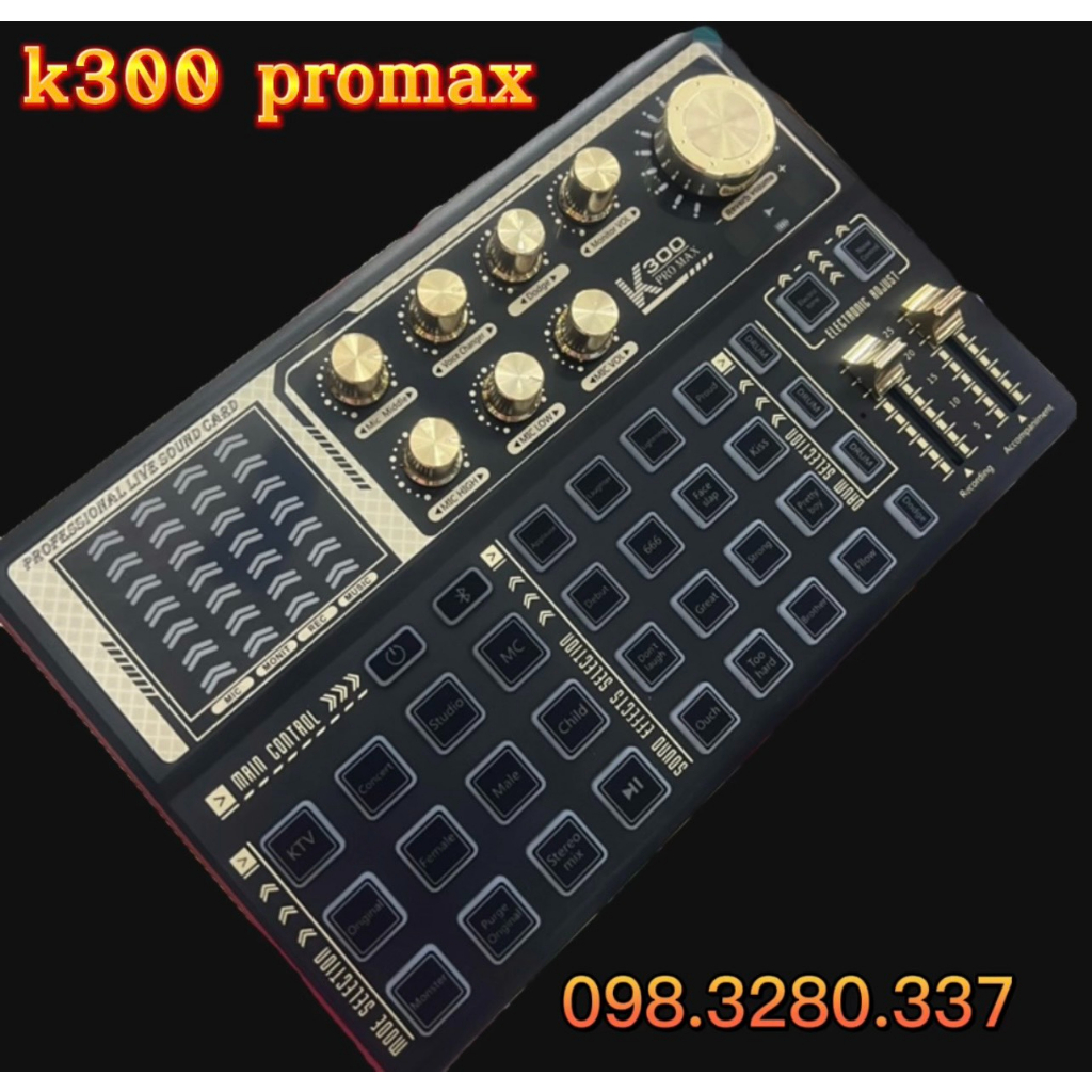 Soundcard K300 PRO MAX bản nâng cấp – Soundcard chuyên thu âm, livestream, karaoke online – Livestream được 3 điện thoại