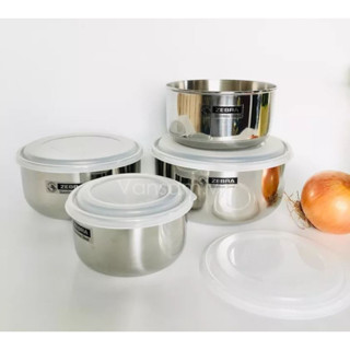 Bộ 4 thố inox 304 - kèm nắp - Zebra - Thái Lan - 184106