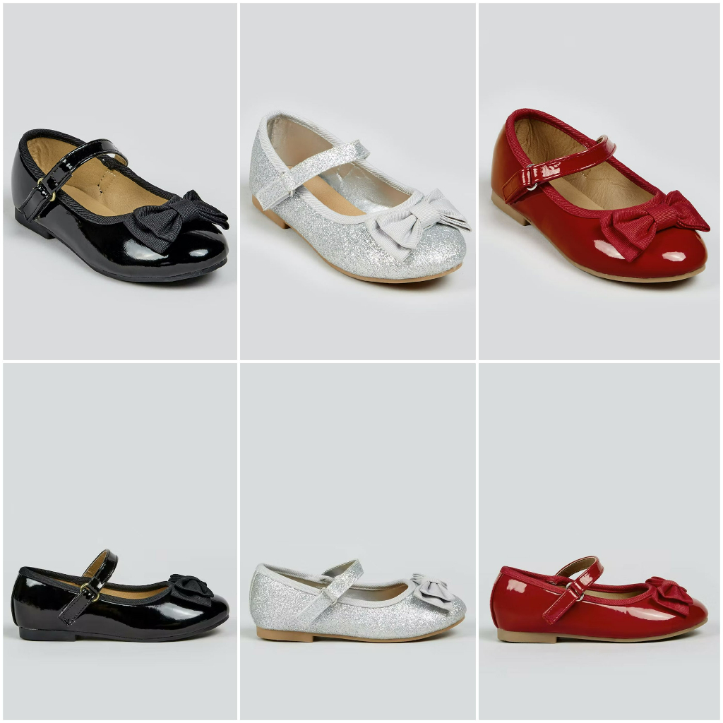 Giày búp bê nơ đen đỏ bạc Matalan _hàng chính hãng authentic