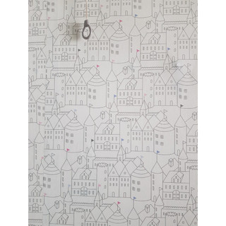 1 cuộn Giấy dán tường hoạ tiết  hình ngôi nhà  có keo 4.5mx45cm