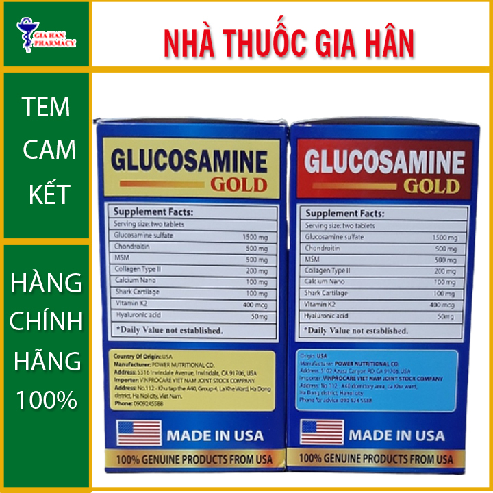 Viên uống Glucosamine GOLD ⚡Chính Hãng⚡ USA 120-60 viên - Hỗ trợ xương khớp sụn khớp - Gia Hân