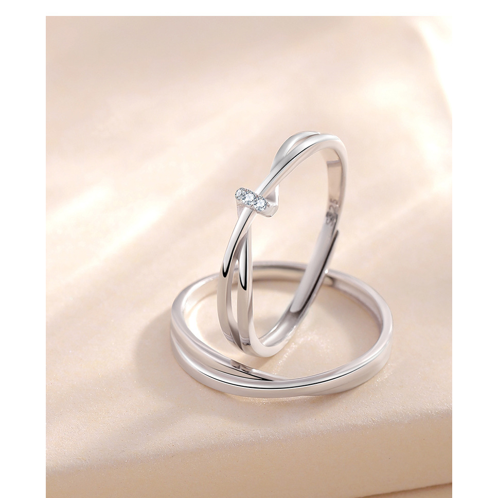 Nhẫn đôi bạc nam nữ By.duni, nhẫn cặp bạn thân chất liệu bạc 925 đính đá hoạ tiết hình xoắn đơn giản tinh tế BN07