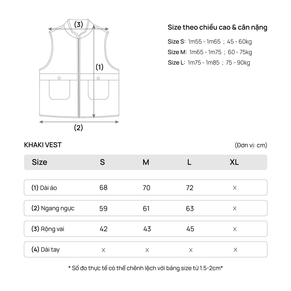 Áo Khoác TSUN Khaki Vest - [UNISEX] - Chi Tiết Thêu - Đen/Kem