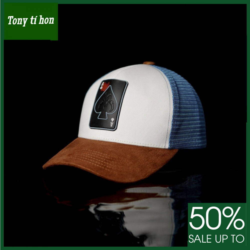 Tony tí hon_ tặng quà khi mua_ Mũ Nón kết lưỡi trai Át Bích trắng lưới xanh thời trang nam nữ cao cấp