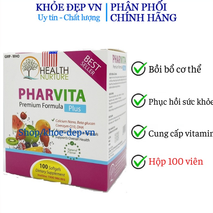 PHARVITA PLUS bổ sung Vitamin, Khoáng chất cần thiết cho cơ thể - Hộp 100 viên