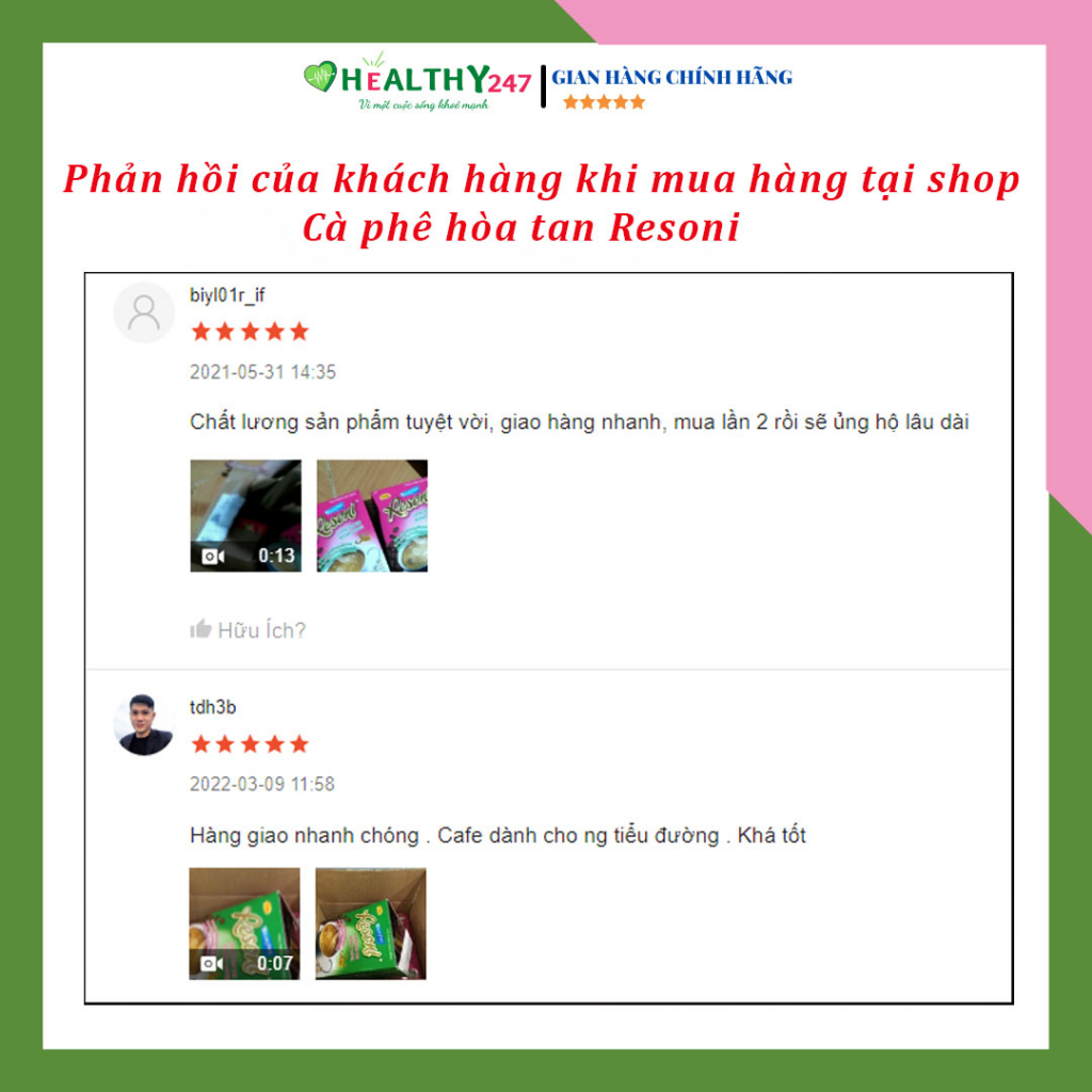 Cà phê dành cho người tiểu đường, ăn kiêng Resoni hộp 200g
