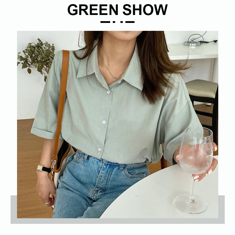 Áo Sơ Mi Lụa Nữ Ngắn Tay, Sơ Mi Ullzang Tay Cộc Nhiều Màu Thời Trang Dành Cho Nữ
