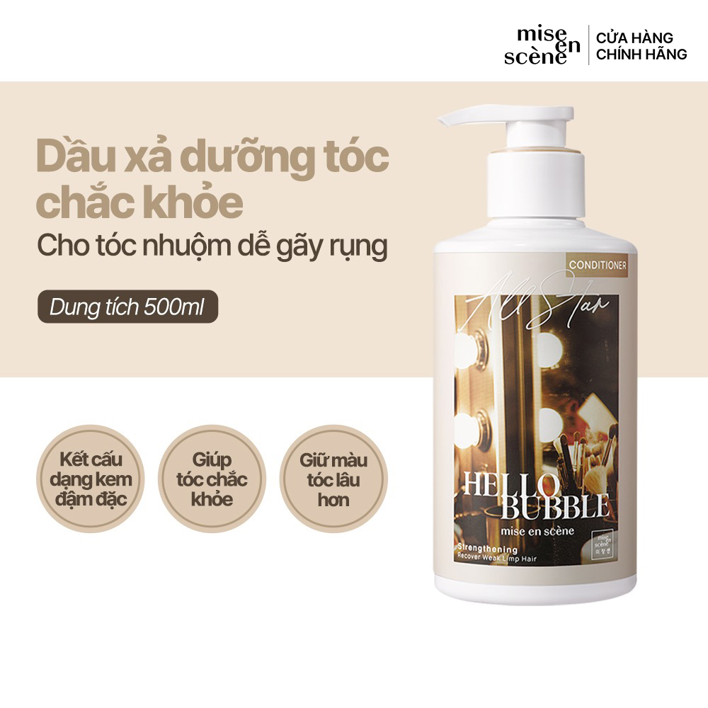 Bộ đôi Gội-Xả mise en scene Hello Bubble All Star Strengthening dưỡng tóc  chắc khỏe dành cho tóc nhuộm