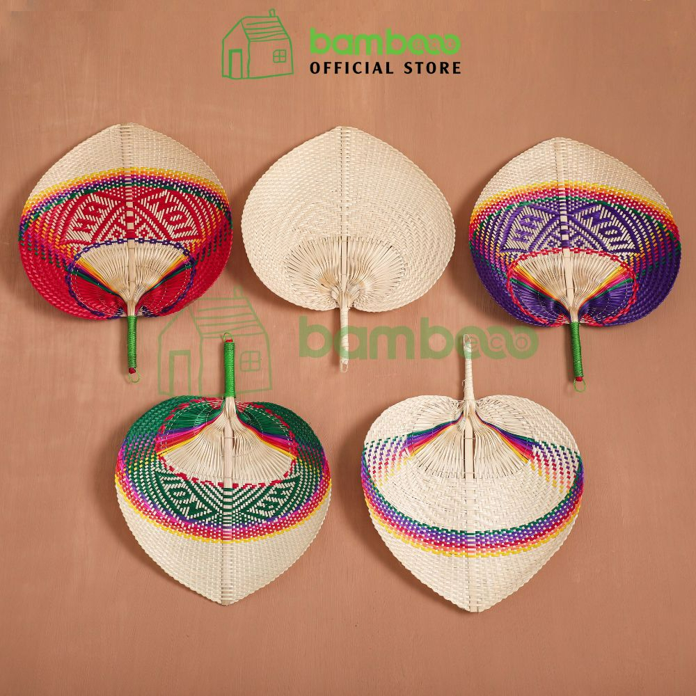 Quạt tre trang trí cao cấp BAMBOOO ECO nghệ nhân đan thủ công nhiều màu sắc dùng trong nhà hàng , khách sạn , gia đình