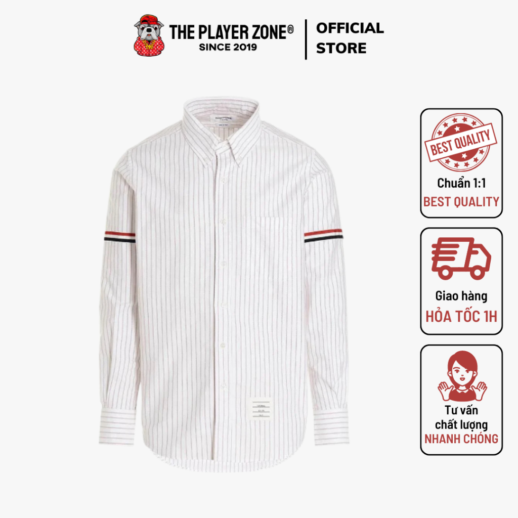 TB Shirt - Áo Sơ Mi Thom B Striped RWB Best Quality (White)