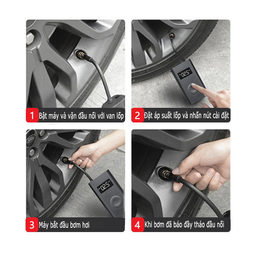 Máy Bơm Cầm Tay Đa Năng Nhỏ Gọn Cho Xe Hơi, Xe Máy, Xe Đạp, Các Loại Bóng -Portable Air Compressor - Gia hàng Hỏa tốc