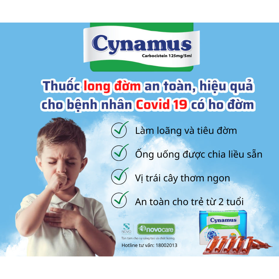 Cynamus hỗ trợ long đờm cho trẻ