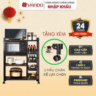 [ 𝐒𝐈𝐙𝐄 𝐍𝐡𝐨̉ 𝟒𝟎 - 𝟔𝟎 ] Kệ Lò Vi Sóng INOX Sơn Đen VANDO, Giá Tủ để đồ Nhà Bếp Thông Minh Đa Năng
