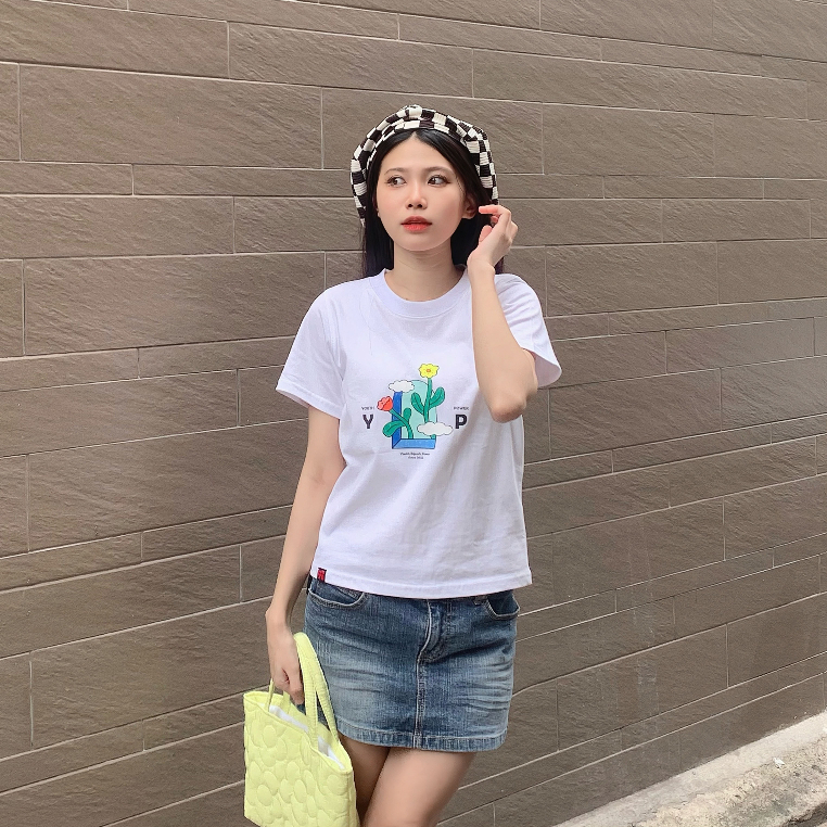 Áo thun Baby Tee nữ form vừa tay ngắn hình hoa "Youth Flowers Door" 250gsm Local Brand | Youth Power