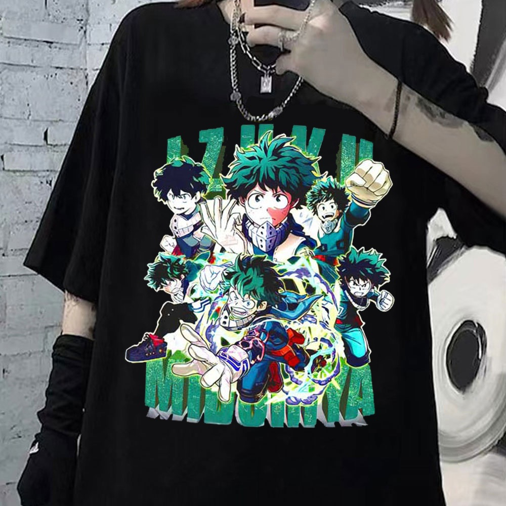 Áo Thun Anime My Hero Academia Izuku Midoriya Deku, Áo Anime hình in sắc nét, Chất liệu cotton co dãn thoáng mát