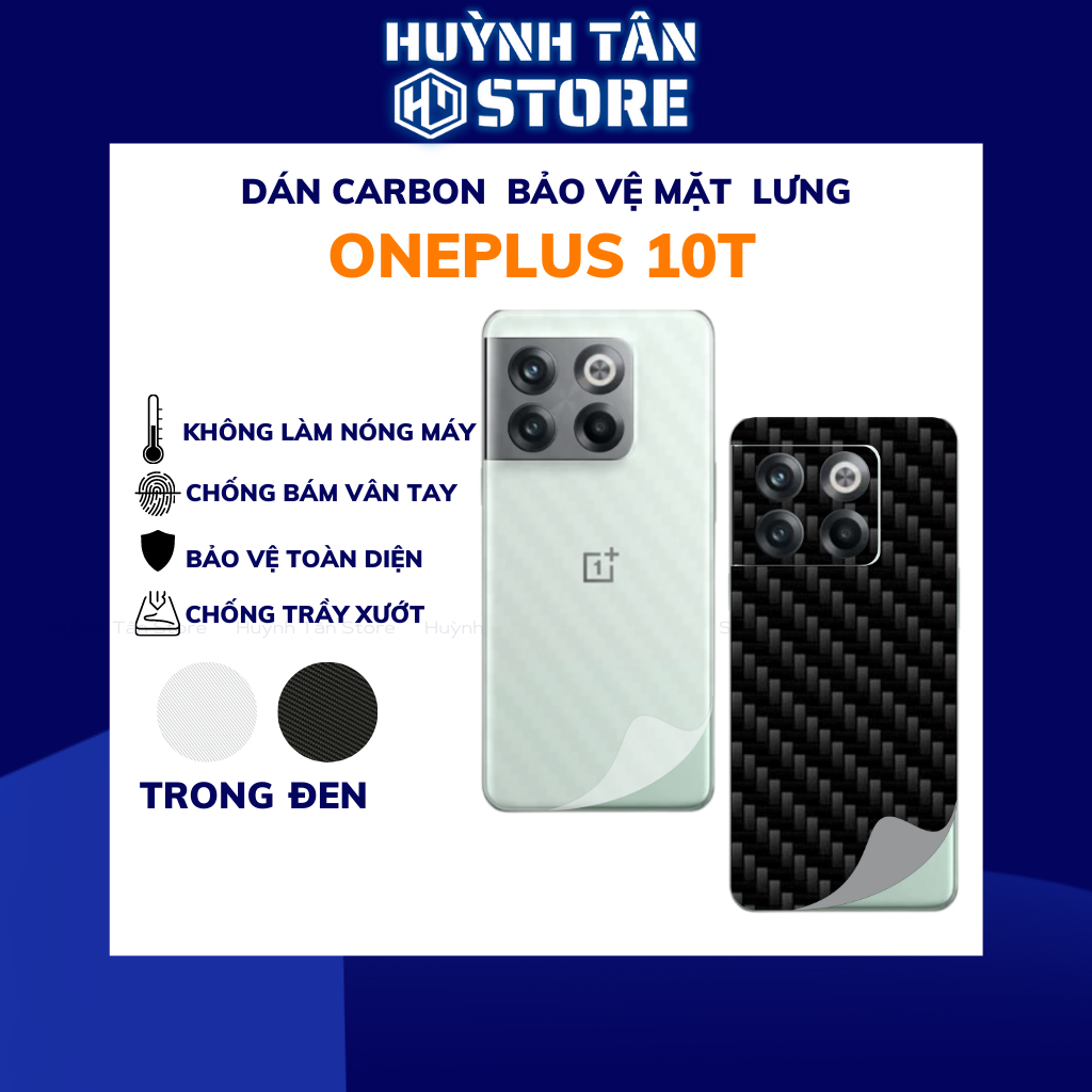 Miếng dán oneplus 10t carbon trong và đen chống trầy xướt chống bám vân tay phụ kiện huỳnh tân store