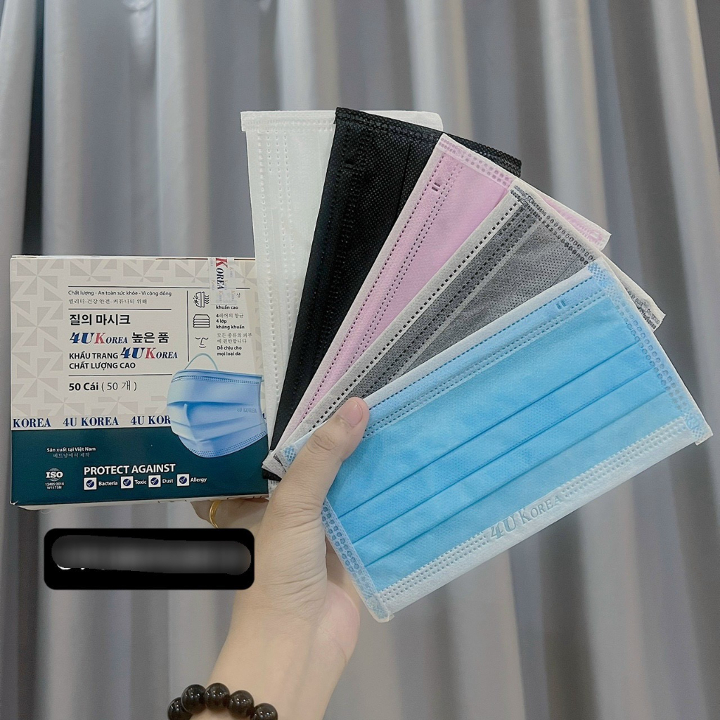khẩu trang Y Tế 4U Korea 4 lớp kháng khuẩn hộp 50 chiếc hàng chuẩn cty