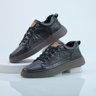 Giày sneaker nam baritta da bò nguyên tấm đế cao su đúc tăng chiều cao 3.5 cm bombusđentk