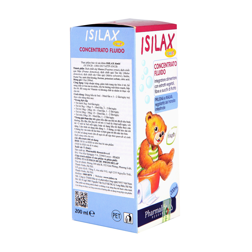 Thực phẩm Pharmalife Research bảo vệ sức khỏe hỗ trợ chăm sóc hệ tiêu hóa cho bé Isilax Bimbi (200ml)