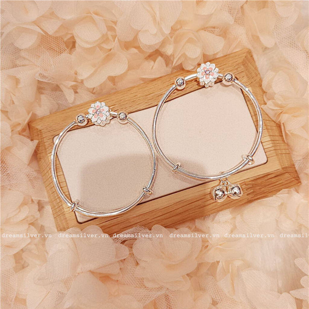 Lắc Tay Mạ Bạc Dreamsilver Kiểu Dáng Pandor Hoa Anh Đào Đơn LT6