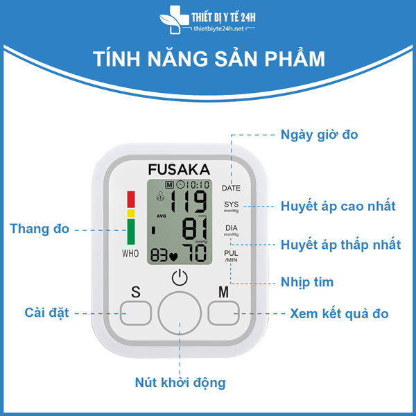 Máy đo huyết áp điện tử Fusaka FS-8E nhẩt bản , máy đo áp huyết tự động đo lường chính xác