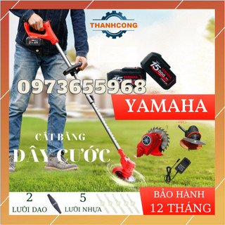 Máy cắt cỏ dùng pin mini cầm tay , máy phát cỏ chạy pin yamaha tặng bộ 8 lưỡi kèm cước cắt cỏ - bộ 1 pin