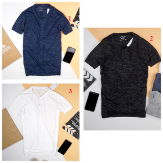 Áo phông nam henley hàng hè vải cotton mỏng mặc mát