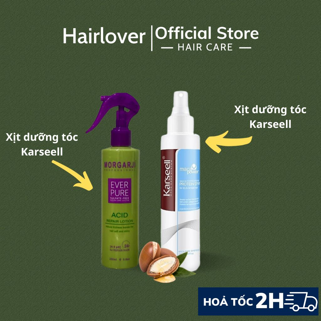 Xịt Dưỡng Tóc Collagen Mềm Mượt ,Gỡ Rối Tóc Morgarji- Karseell 150ml Xịt dưỡng 2 lớp cao cấp chống nhiệt HAIRLOVER