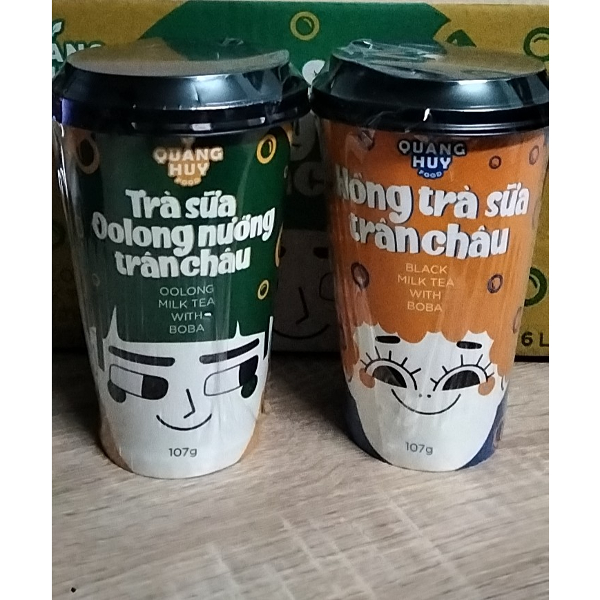Trà sữa tự pha có Topping Trân Châu hiệu Quang Huy 2 vị (Trà sữa Oolong nướng + Hồng Trà sữa) 107gr