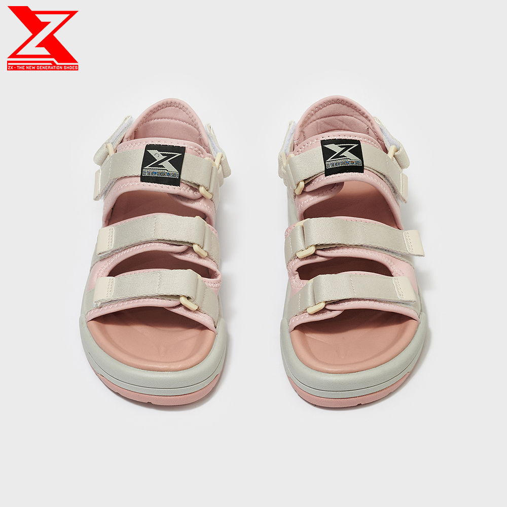 Giày xăng-đan Nữ ZX 3128 Pink cream 3 quai phối lót hồng đế Phylon 3 lớp 3cm