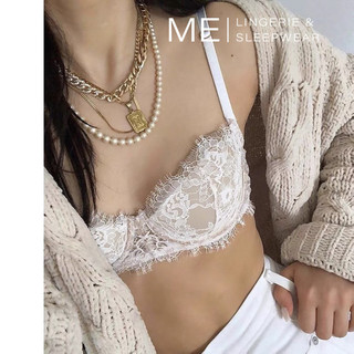 Áo lót ngực ren viền mi ROSE có gọng không đệm mút hoa trắng đen gợi cảm nhẹ mát tôn dáng cao cấp Melingerie $ Sleepwear