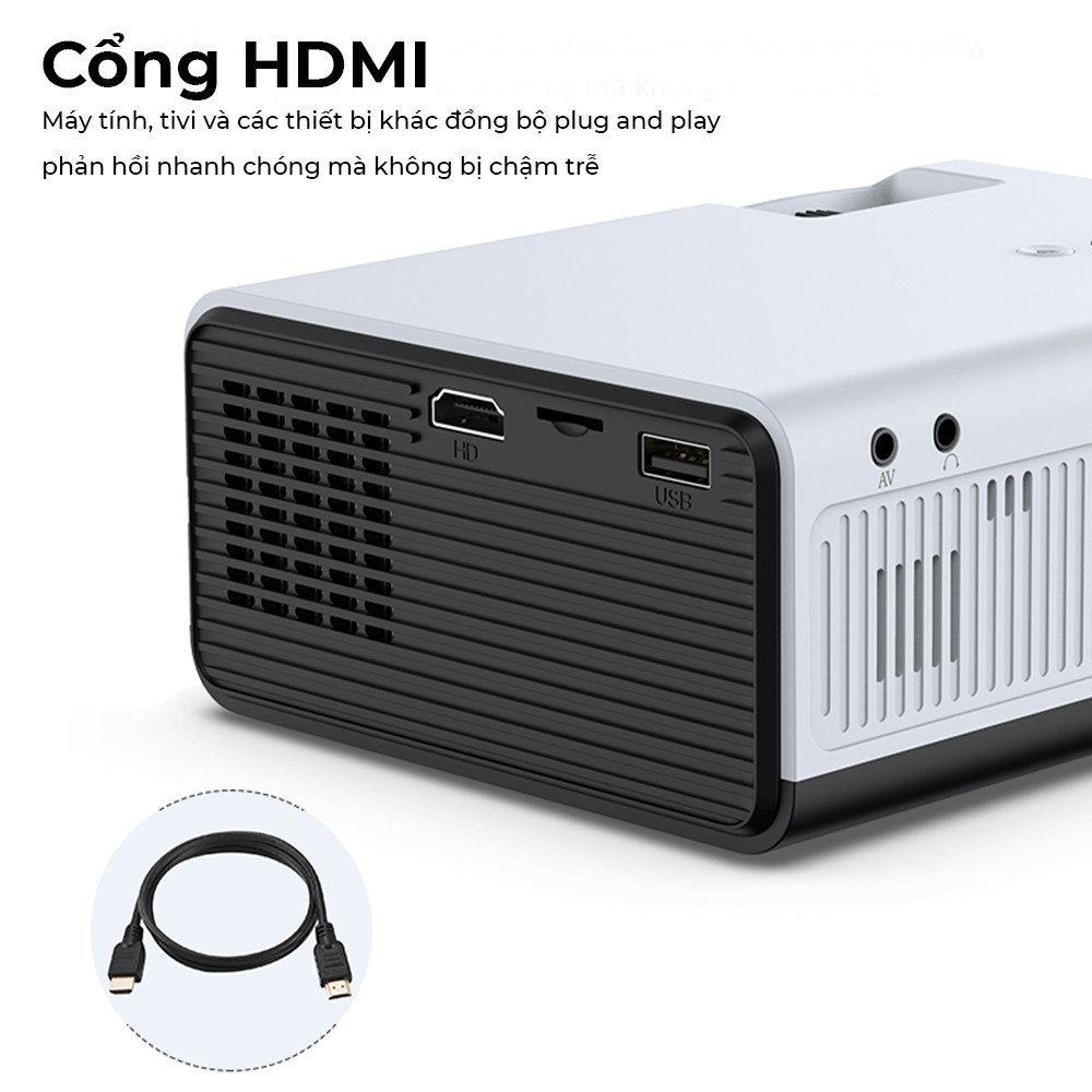 Máy chiếu phim mini kết nối Wifi 5G Bluetooth hình ảnh sắc nét HD 1080P 3D 4K phản chiếu từ điện thoại laptop cho gia đình giải trí dạy học văn phòng