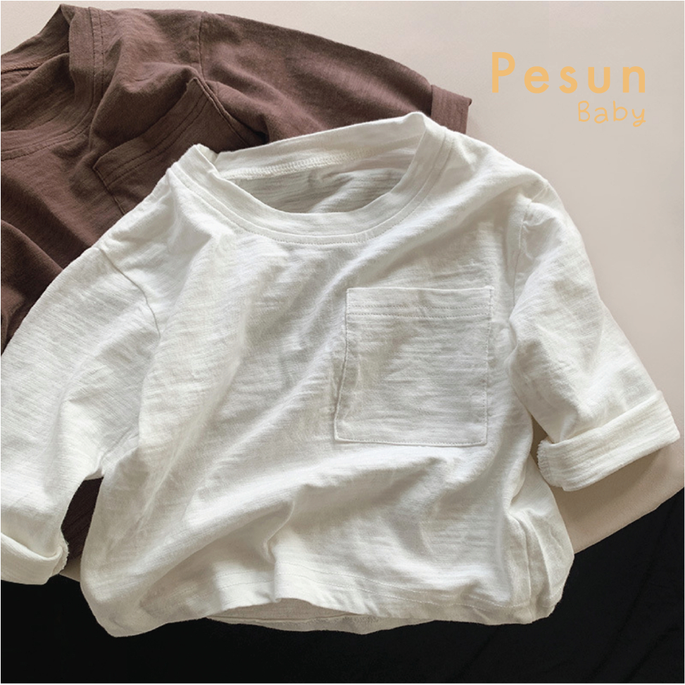 Áo Thun Tay Dài Dáng Basic Có Túi Cho Bé