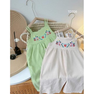 Bộ yếm đũi 2 dây cho bé , bộ jumpsuit cho bé, yếm thêu
