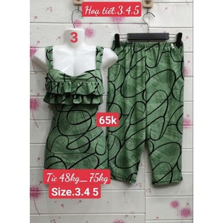 Đồ Bộ Lửng Dây Bèo Chất Thun Lạnh Mặc Nhà