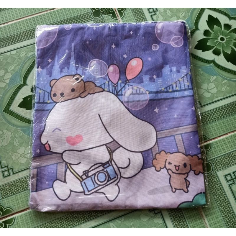 túi tote vải bố in 2 mặt thỏ trắng đeo máy ảnh - Hàng Quảng châu