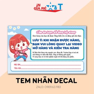 (1000 cái) decal, tem cám ơn Shipper