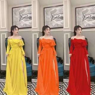 Dạ hội đầm xòe trễ vai dự tiệc sang trọng