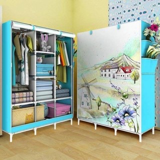 Tủ vải quần áo  khung sắt 3 buồng