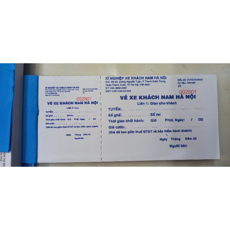 Cuống vé xe khách