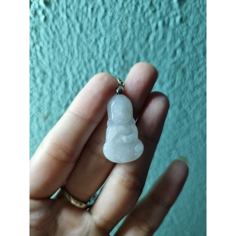 Mặt dây chuyền tiểu a di đà cam_thach trắng