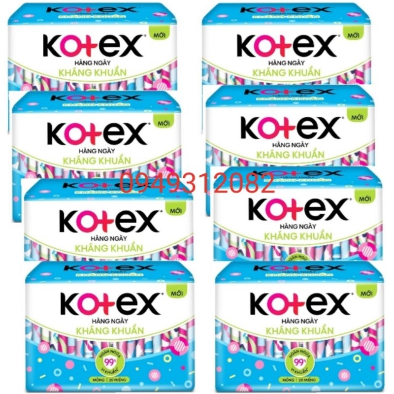 Combo 8 gói Băng vệ sinh hàng ngày kotex 20 miếng
