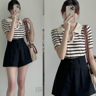 Áo len mongtoghi kẻ cổ bẻ