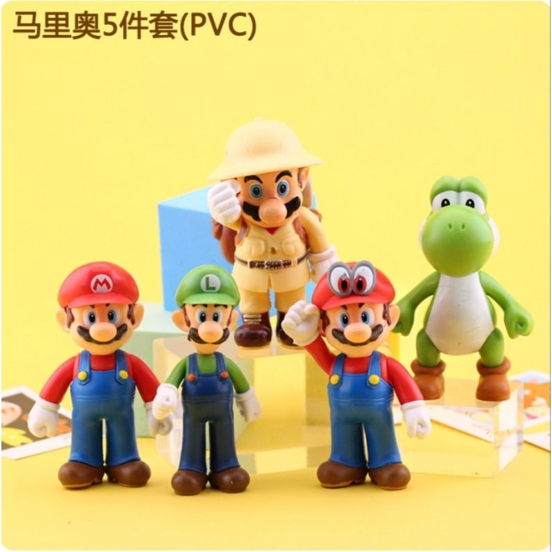 Combo 5 mô hình nhân vật game super mario nhựa pvc cao cấp, kích thước lớn 9-10 cm
