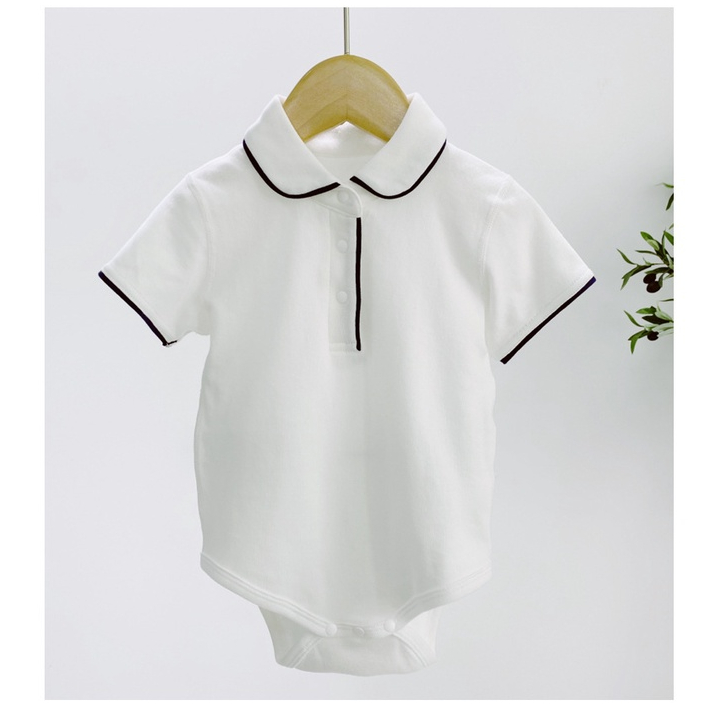 Body Trắng Polo Ngắn Tay Bé Trai 3-12 Tháng -Hàng cao cấp