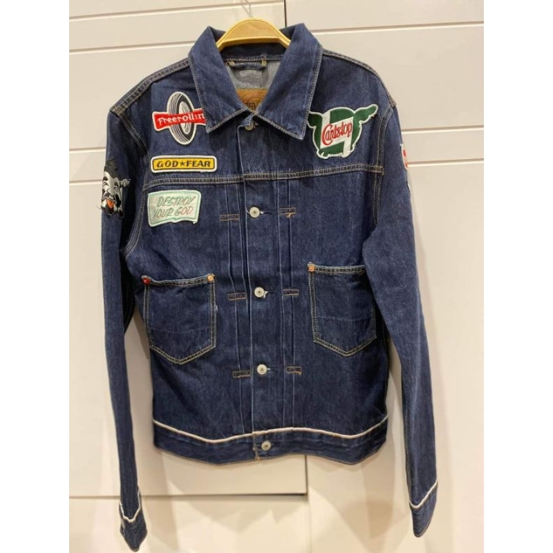 Áo khoác jacket secondhand  EVISU jeans denim JP màu quá đẹp