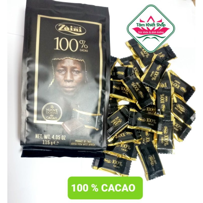 hsd: 8/2024 Socola Đen Đắng Zaini 115g,100 % cacao Italy