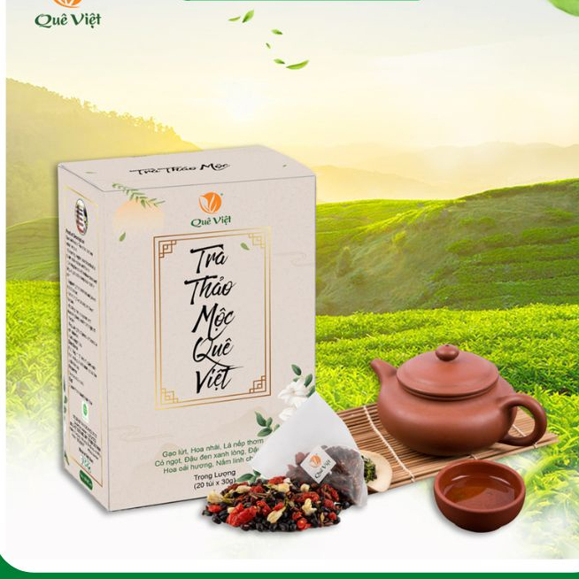 Trà thảo mộc Thương Hiệu (Quê Việt) mát gan, ngủ ngon, giảm cân, giảm căng thẳng mệt mỏi hộp 600g (20X30g)